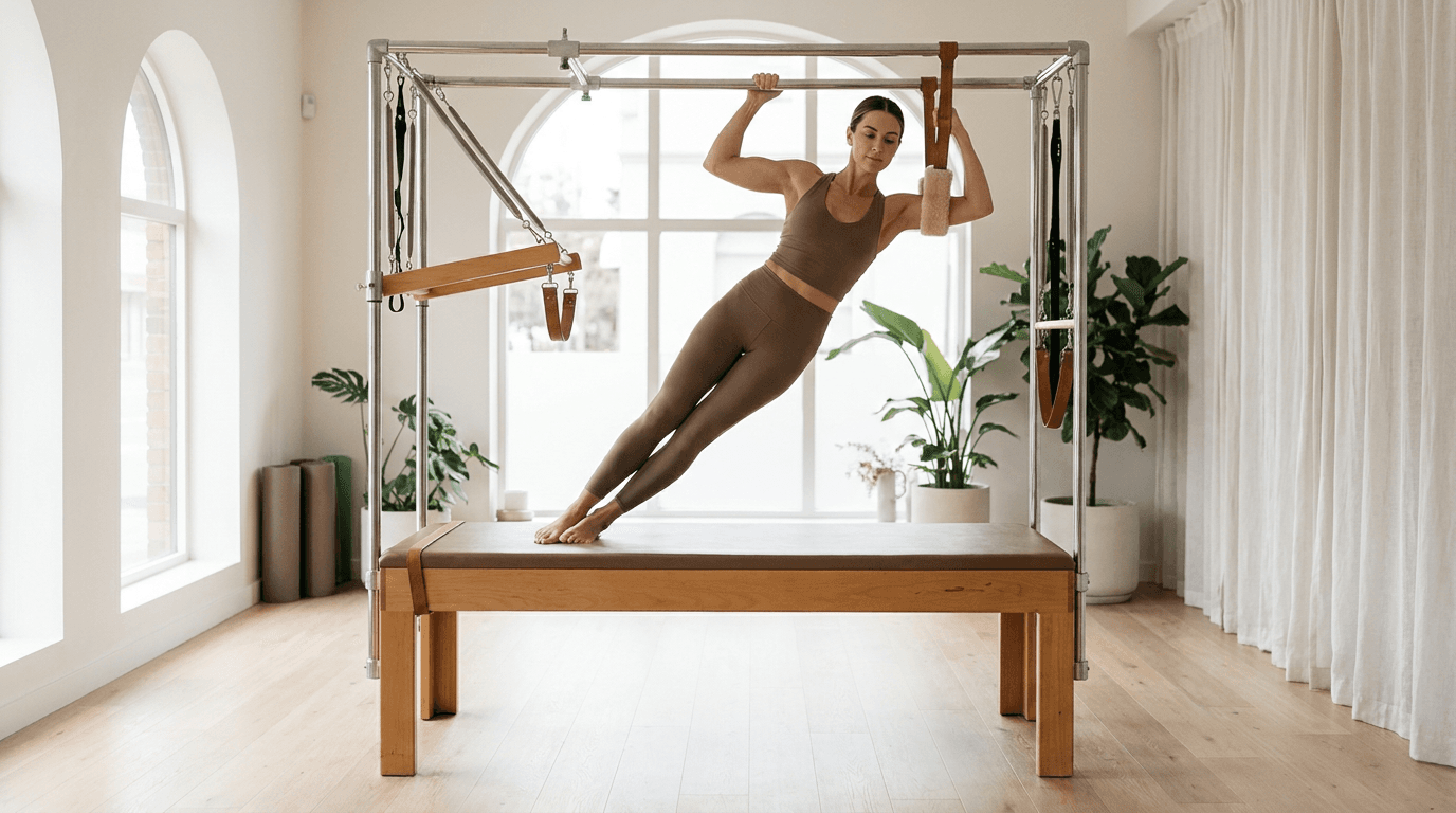 Illustration of Hanging Pull Ups on the Pilates reformer