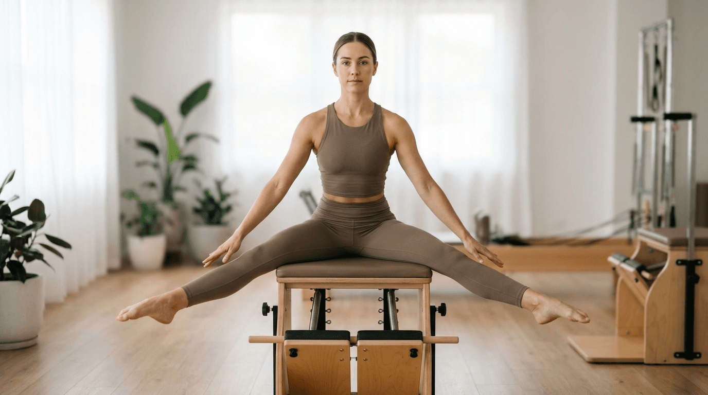 Illustration of Horseback on Chair on the Pilates reformer