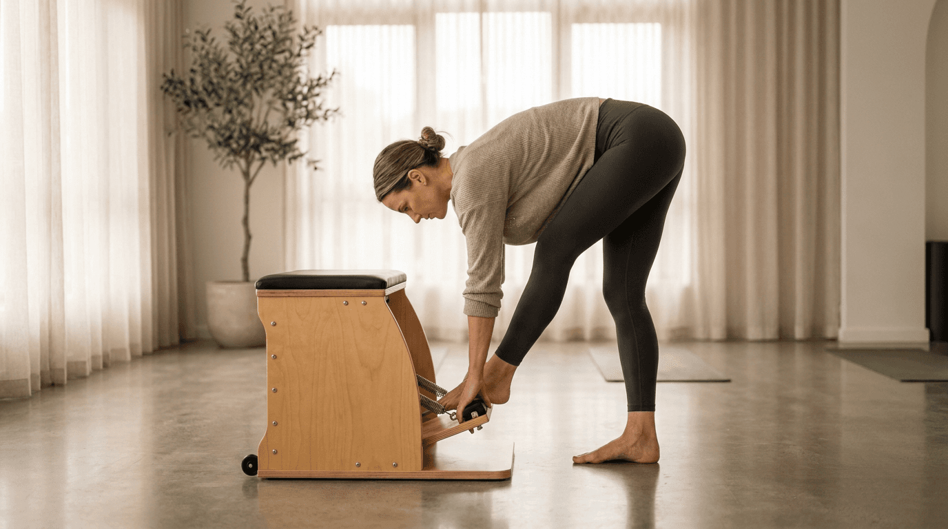 Illustration of Washer Woman on the Pilates reformer
