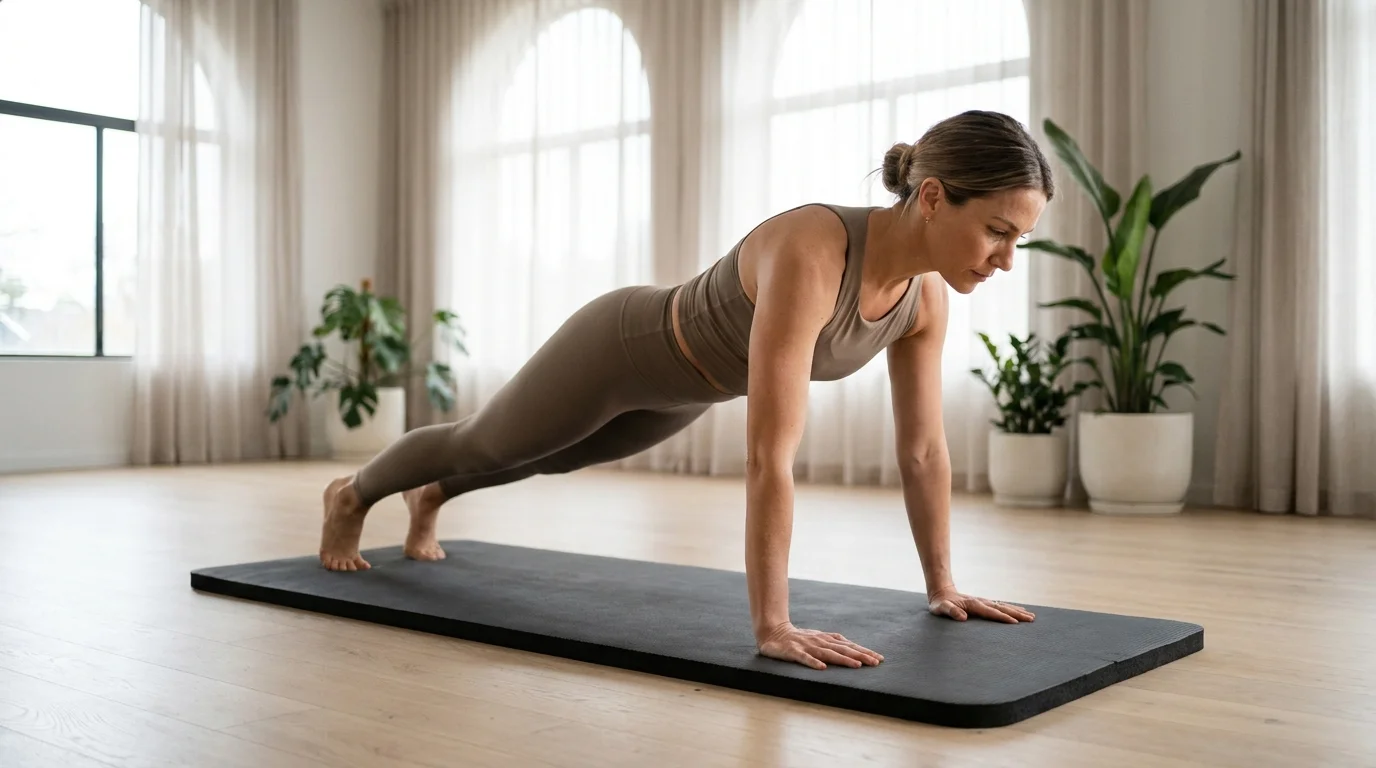Illustration of Plank on the Pilates reformer