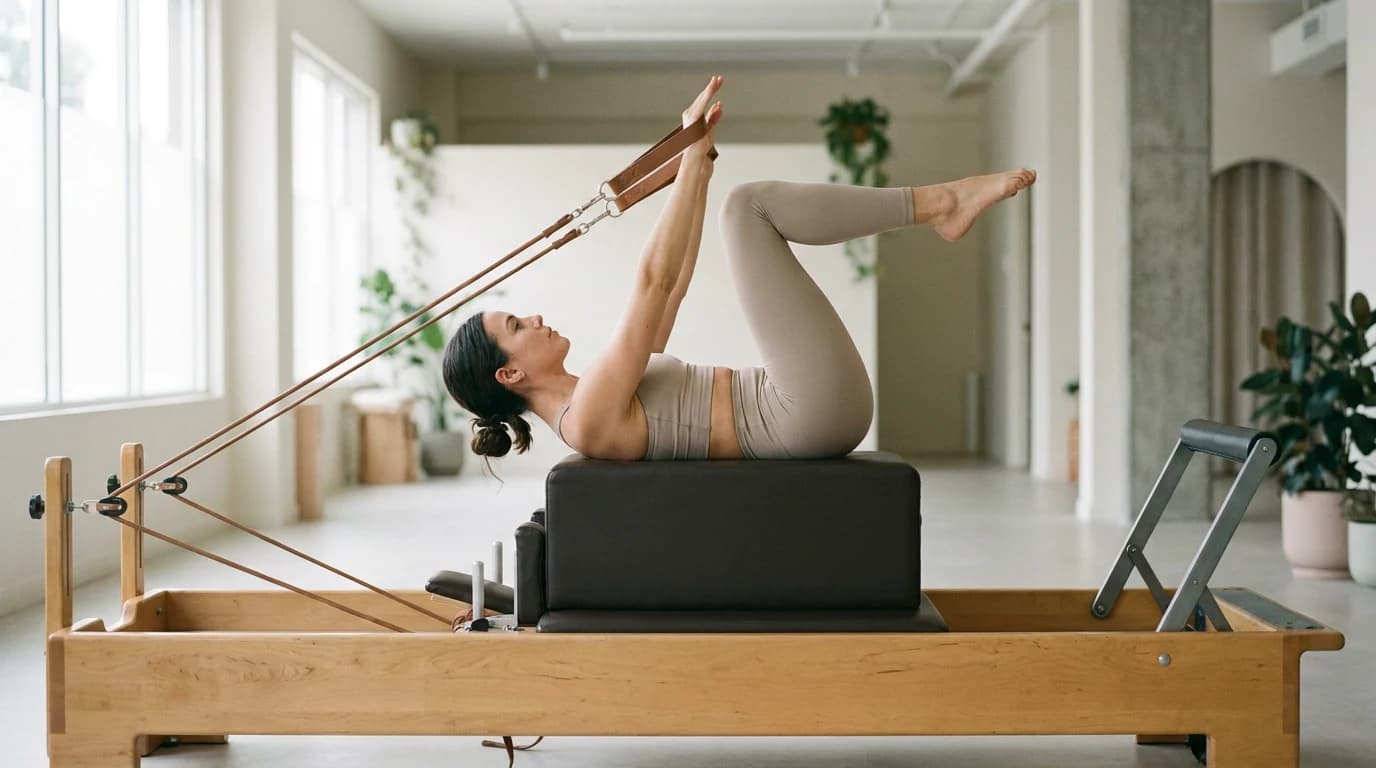 Illustration of Backstroke on the Pilates reformer