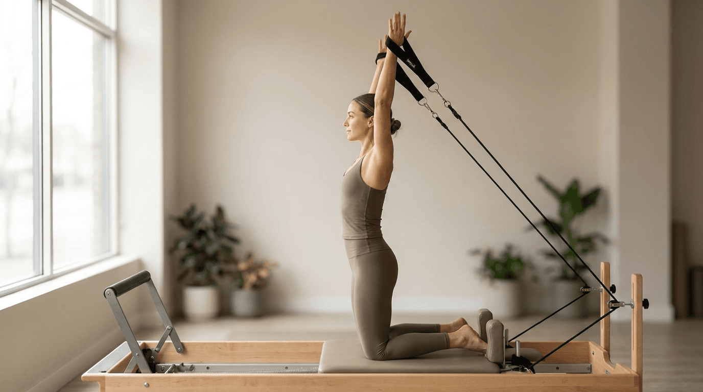 Illustration of Salute on the Pilates reformer