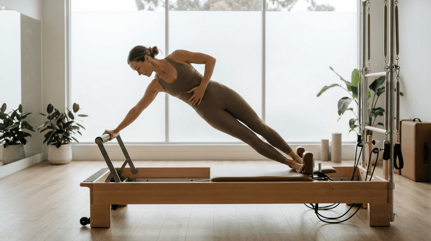 Illustration of Twist on the Pilates reformer
