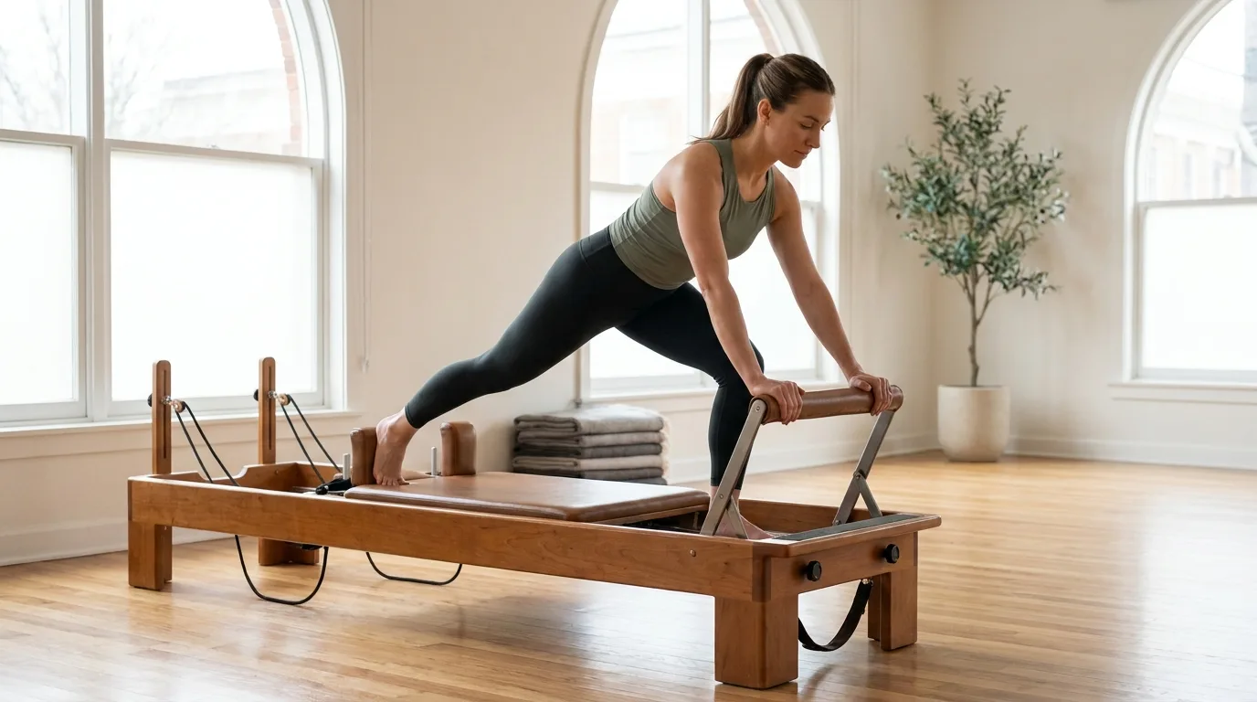 Illustration of Scooter on the Pilates reformer