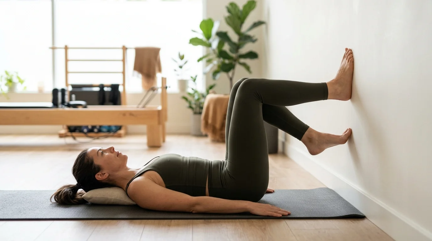 Illustration of Wall Toe Taps on the Pilates reformer
